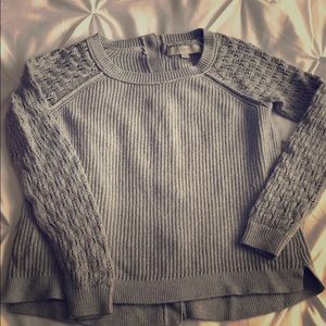 LOFT sweater with button back -grey